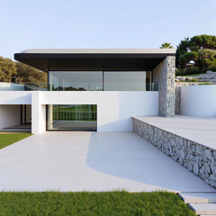 modern villa with pool