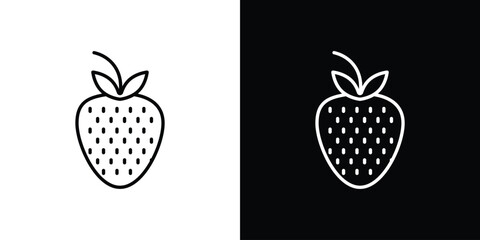 Strawberry icon in line design. Editable stroke icons.