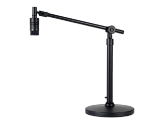 Black microphone stand isolated on transparent background