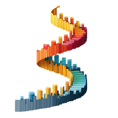 Dynamic spiral bar chart data visualization progress growth abstract concept flow