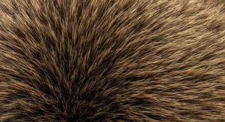 Close-up view of a dense, light brown and dark brown animal fur texture