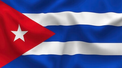 Cuban Flag Waving in the Breeze Under Sunlight