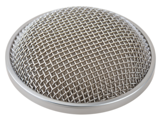 Round metal mesh filter isolated on transparent background