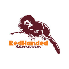 Red handed tamarin monkey design vector illustration, funny smart pet with an emotional face