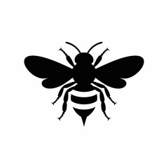 Black silhouette of a honey bee insect with wings spread