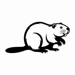 Stylized illustration of a beaver in black and white
