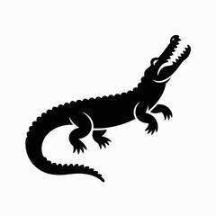 Silhouette of an alligator with its mouth open and teeth bared