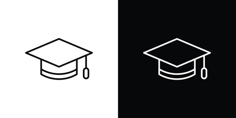 Graduation hat icon in line design. Editable stroke icons.