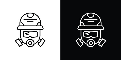 Fireman Mask icon in line design. Editable stroke icons.