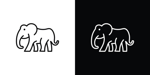 Elephant icon in line design. Editable stroke icons.