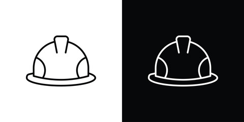Construction safety helmet icon in line design. Editable stroke icons.