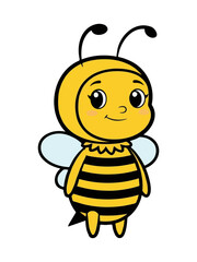 Cute Bee Cartoon Mascot Illustration