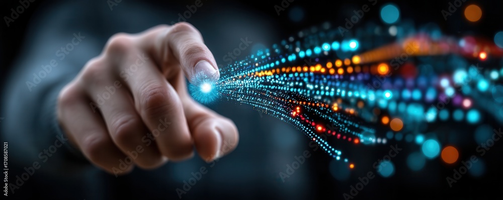 Poster digital connection through touch in modern technology