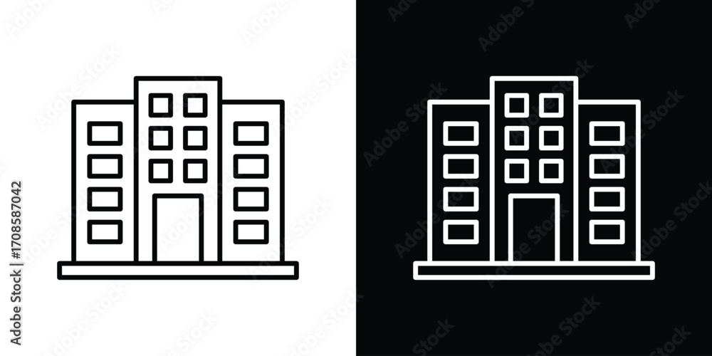 Poster building icon in line design. editable stroke icons.