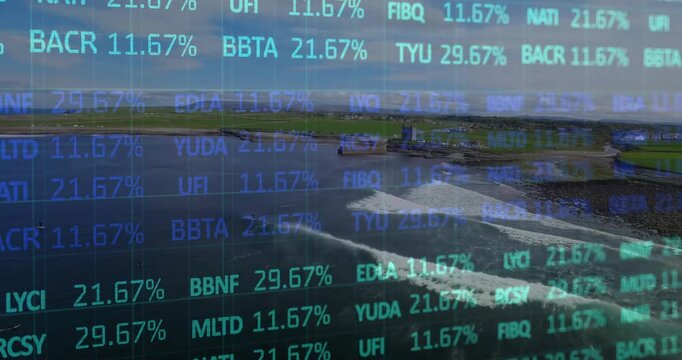 Stock codes overlaying shoreline causing percentages fluctuating flickering showing market