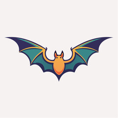 Stylized Illustration of a Bat with Spread Wings in a Decorative and Modern Design