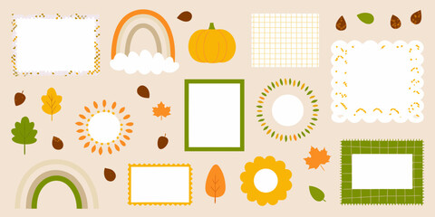 Autumn Themed Graphic Elements and Frames Keywords: autumn, fall, graphic, elements, frames