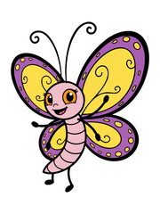 Cute Butterfly Cartoon Mascot Illustration