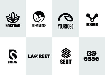 Collection of eight logos for any type of activity.