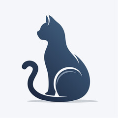 Stylized Silhouette of a Regal Cat Posing Gracefully on a Soft, Gradient Background