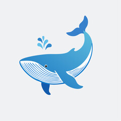 Stylized Oceanic Mammal Depiction: Blue Whale Illustration with Water Splash Effect