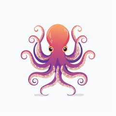 Vibrant Cartoon Octopus Illustration with Graceful Tentacles and Animated Expression