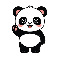Vector art of cute panda cartoon waving hand adorable bear character with big eyes and a sweet smile perfect for childrens designs vector illustration of a friendly panda