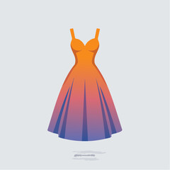 Vibrant Illustrated Dress Depicting Gradient Hues and Elegant Silhouette Design