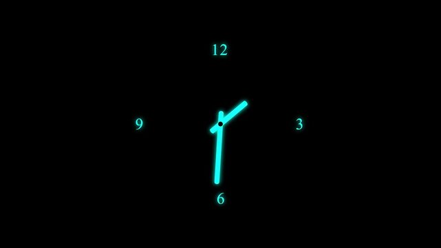 Abstract new fast clock icon animation on black background. Timelapse of spinning clock animation in 12 Hour.