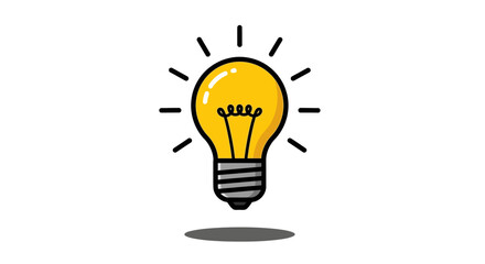 Bright glowing lightbulb symbolizing new ideas and creative thinking.