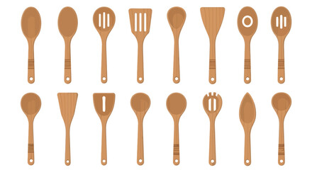 Assortment of Wooden Kitchen Utensils.