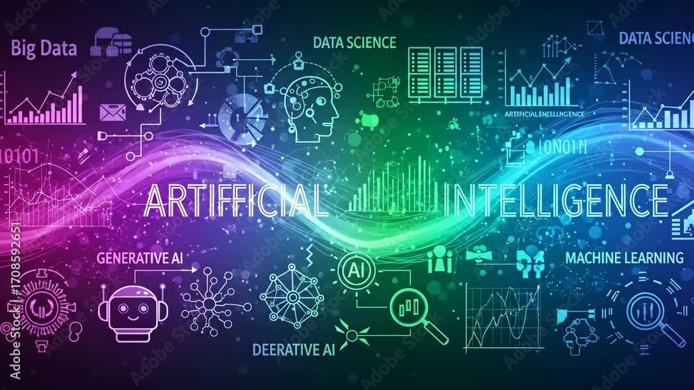 Poster artificial intelligence technology concept - an abstract digital illustration depicting the concept 