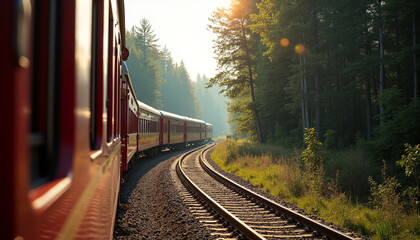 Train Journey Through Scenic Forest Railway Tracks