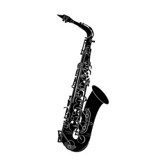 Naklejka premium Saxophone Vector, Minimal Jazz Instrument Illustration, Flat Brass Icon, Simple Music Clipart Isolated on White
