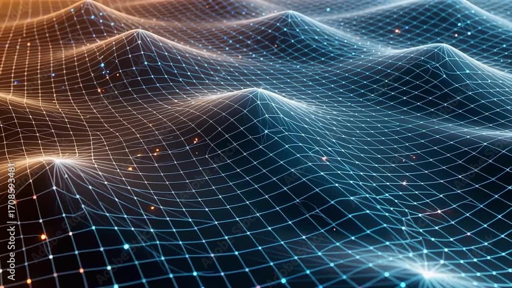 Poster abstract digital wireframe landscape background animation technology network design render