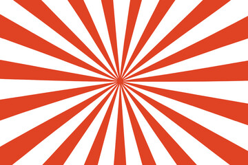Japanese rising sun flag vector background. Red sunburst pattern. Abstract radial rays graphic. Retro vintage sunbeam illustration. War and empire symbol of Japan. WWII.