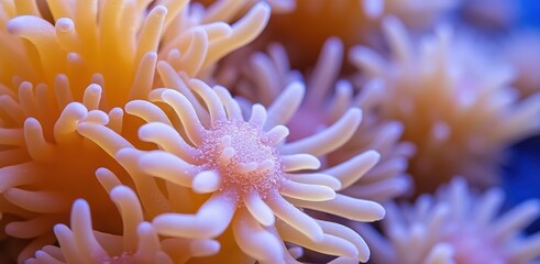 Vibrant underwater coral colony with delicate tentacles