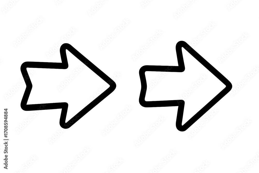 Poster hand drawn arrow doodle icon set. simple black and white sketch pointer collection. right direction 