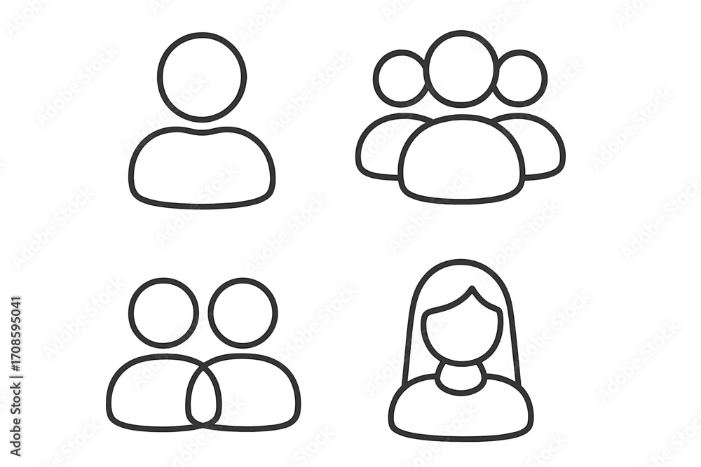 Poster people icon set. user profile, group, team, couple symbols. linear vector illustration for ui ux des