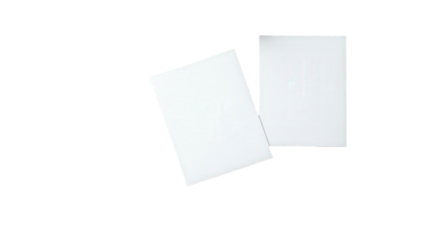 Two blank white paper cards isolated on transparent background