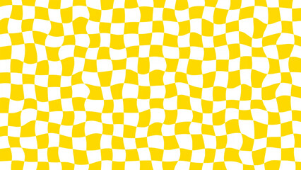 Yellow and white wiggly checker board design background wallpaper 4k checkboard backdrop