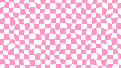 Pink and white wiggly checker board design background wallpaper 4k checkboard backdrop