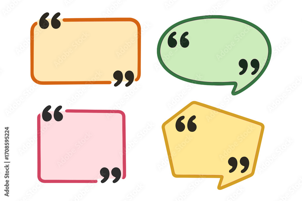 Poster quote box vector set. colorful speech bubble and dialog box collection. cartoon illustration for com
