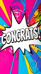 Fototapeta premium Vibrant comic book style congratulations