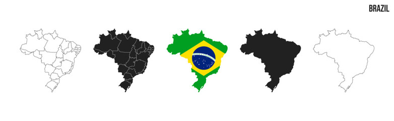 Brazil map set. Map of Brazil with flag.  Vector EPS 10