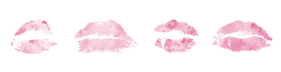 Fototapeta premium Hand drawn kiss set. Lip imprint. Vector EPS 10