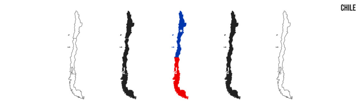 Chile map set. Map of Chile with flag.  Vector EPS 10