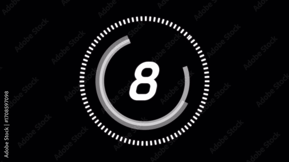 Poster countdown timer eight seconds circle graphic.
