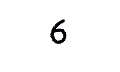 6 digit Six on isolated, white and transparent bakground
