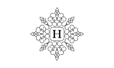 Elegant monogram design with letter H in the center. Vintage emblem or logo. Calligraphic design. Business sign identical to label, icon, cafe, hotel.